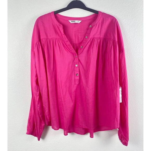 Sonoma Tops - Sonoma Tops Blouse Pink Size XL Long Sleeve 1/4 Button Cotton V‎ Neck
